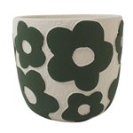 Plain Cement Pot - Green Flowers 14x14x13cm