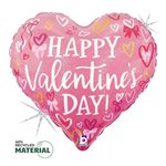 Valentine Pink Bows and Hearts - 9 Inch Stick Balloon