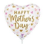 Satin Mother's Day Hearts - 9 Inch Stick Balloon