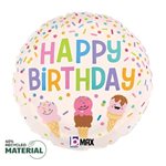 Happy Birthday Ice Cream Cones - 9 Inch Stick Balloon