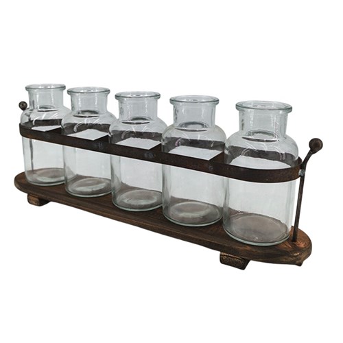 5 Piece Mason Jar in Holder