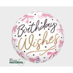Pink Bow Birthday Wishes - 4 Inch Stick Balloon