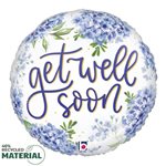 Get Well Soon Hydrangea - 9 Inch Stick Balloon